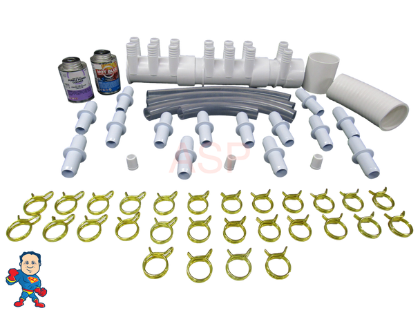 Manifold Hot Tub Spa Dead End (14) 3/4" Outlets with Coupler & Glue Kit Video How To