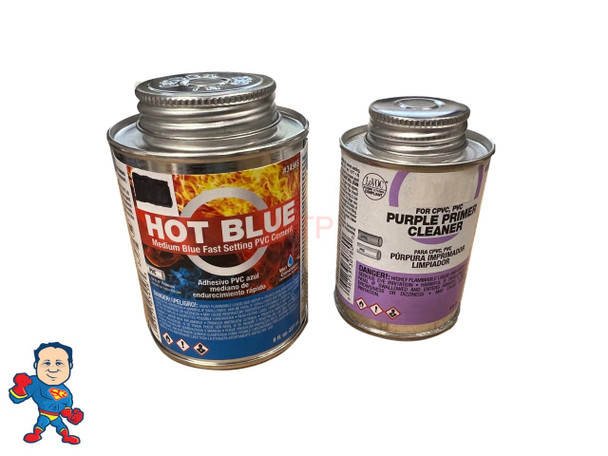 PVC Red Hot Blue Glue 8oz and Purple Primer 4oz Hot Tub Spa