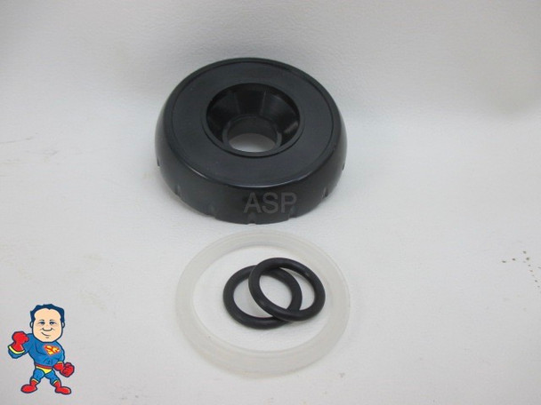 Cap & O-Ring Kit, Waterway, Waterfall Control, Diverter Valve, 1", Notched, Black, 2 1/2" Wide