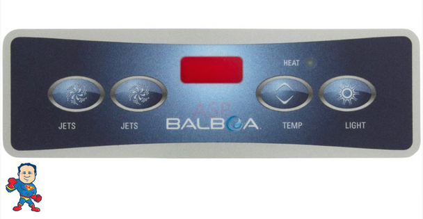 E4, Rectangle, Overlay, Balboa, Topside, Lite Duplex Digital, 4 Buttons, Jet, Jet, Temp, Light