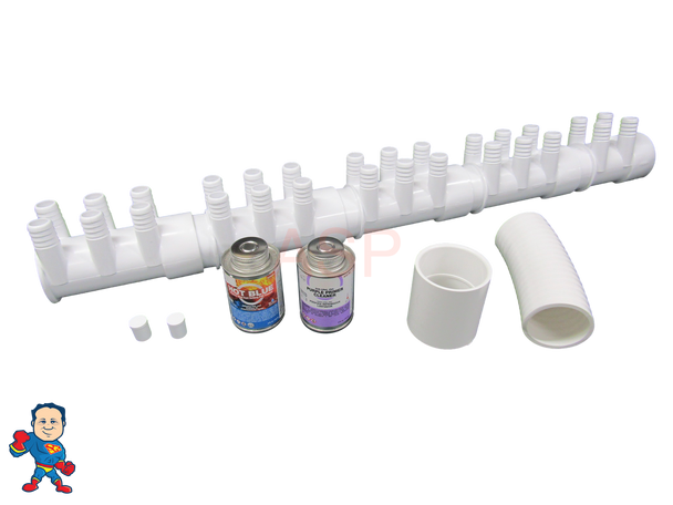 Water Manifold, Base Glue Kit,  2" with (28) 3/4" Outputs & Coupler Video How To