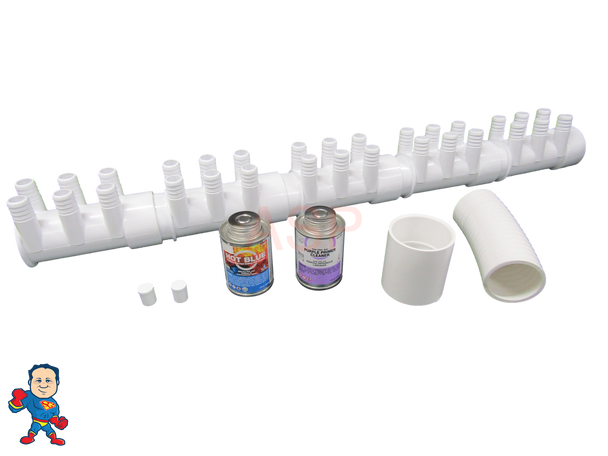Water Manifold, Base Glue Kit,  2" with (30) 3/4" Outputs & Coupler Video How To