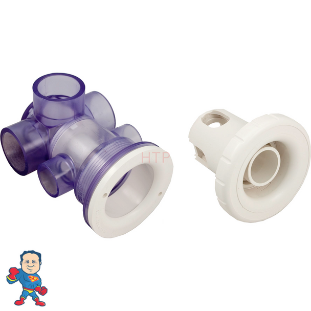 Hydro Air / BWG 3 Port Butterfly Jet Assembly White - 1-1/2" Sl Water x 1" Sl Air