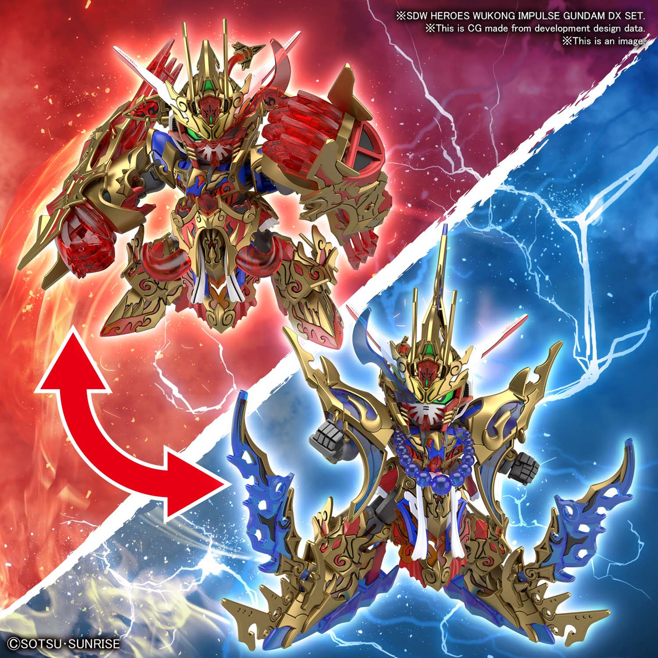 Bandai SDW Heroes – Set Wukong Impulse Gundam (Version Enfance) + Sanzang Strike Freedom – Maquettes SD à Colorier