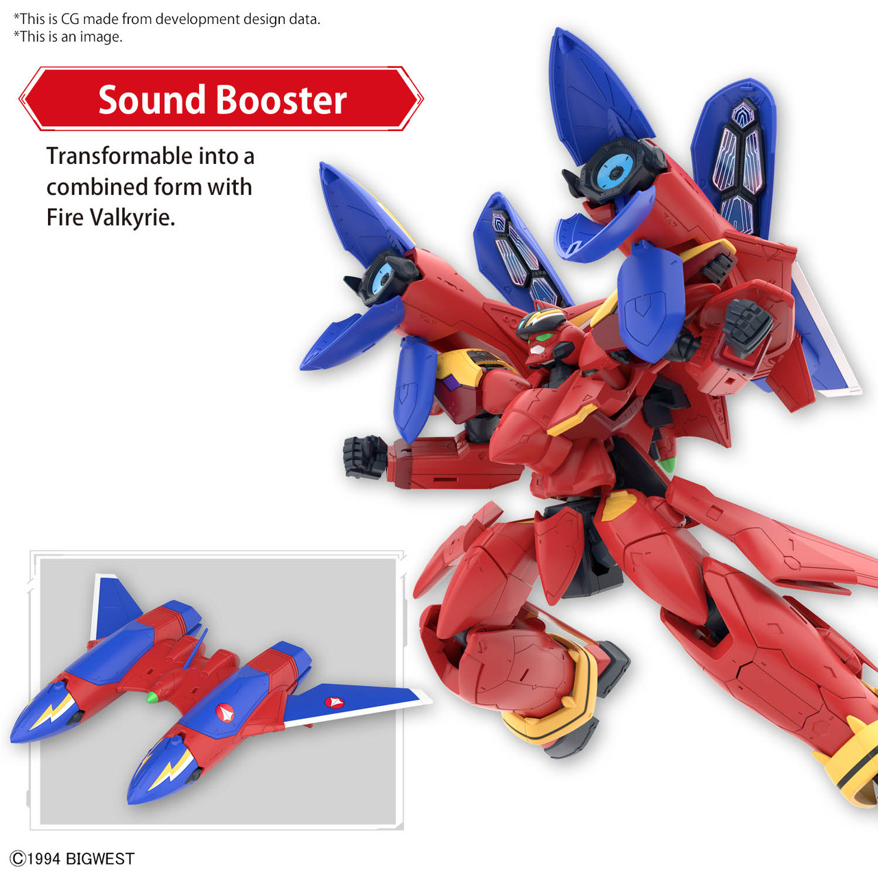 VF-19 Custom Fire Valkyrie with Sound Booster [Macross] 1/100 (HG)