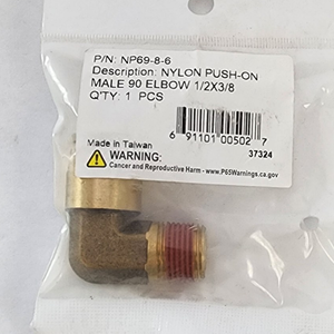 Power Products NP69-8-6 1/2 x 3/8 Push-On Male 90° Elbow Brass
