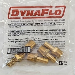 Dynaflo 69929 3/8" Brass Threaded Hose Barb Fitting, 5 Pack