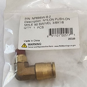 Power Products NP69SW-6-2 3/8 x 1/8 Push-On Male 90° Swivel Elbow Brass