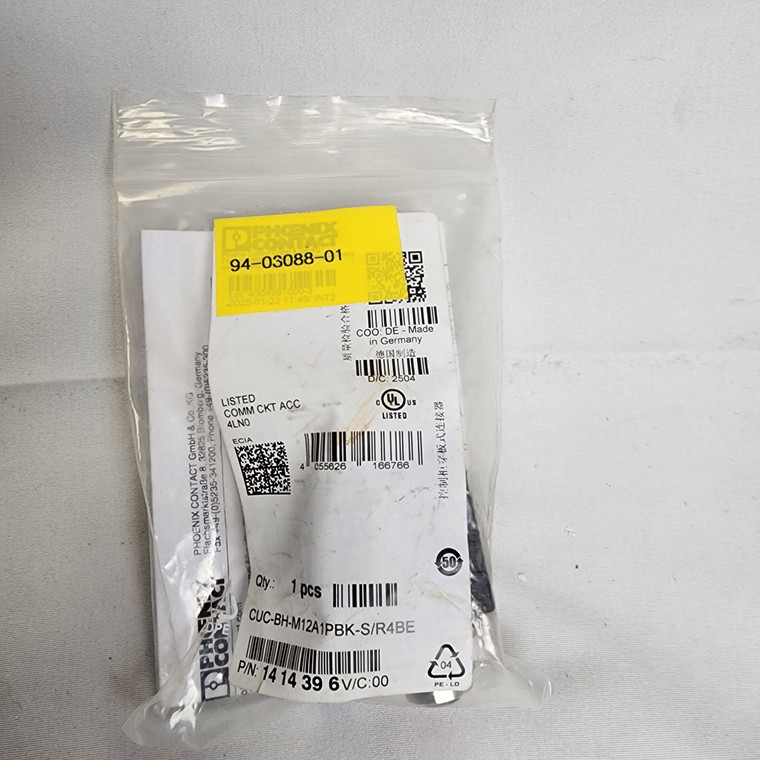 M12 to RJ45 Control Cabinet feed Through, Phoenix Contact 1414396