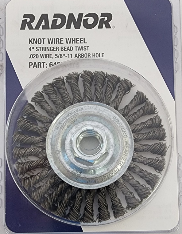 Radnor 64000378 4" Knot Wire Wheel Stringer Bead Twist 5/8"-11 Arbor