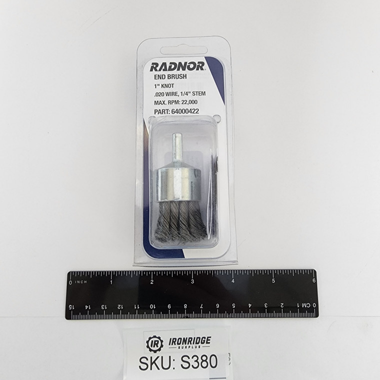 RADNOR End Brush 1" Knot .020 Wire 1/4" Stem MPN 64000422