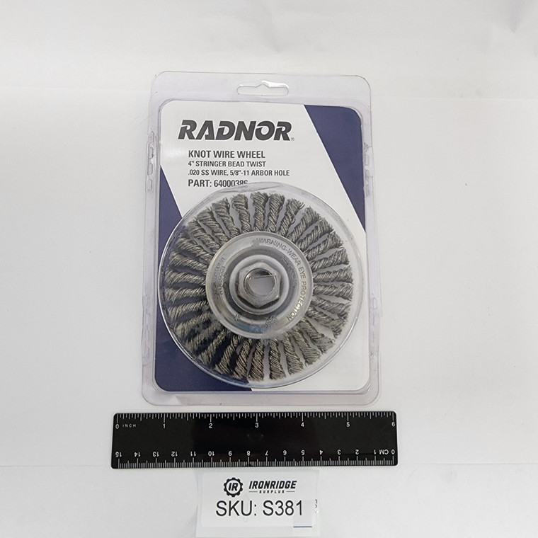 RADNOR 4" Knot Wire Wheel 5/8"-11 Arbor, Part 64000386