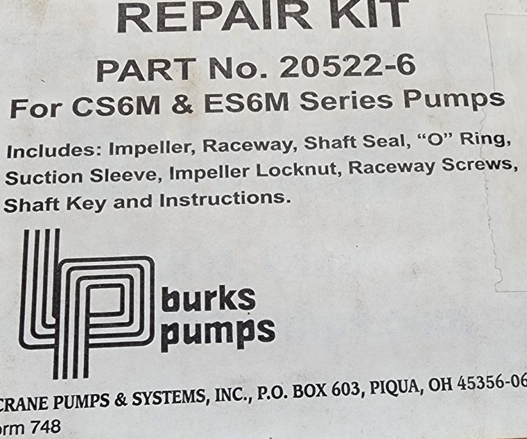 Burks Pumps 20522-6 Pump Repair Kit for CS6M/ES6M Series Pumps