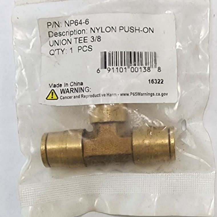 Power Products NP64-6 3/8 in Push-On Brass Union Tee