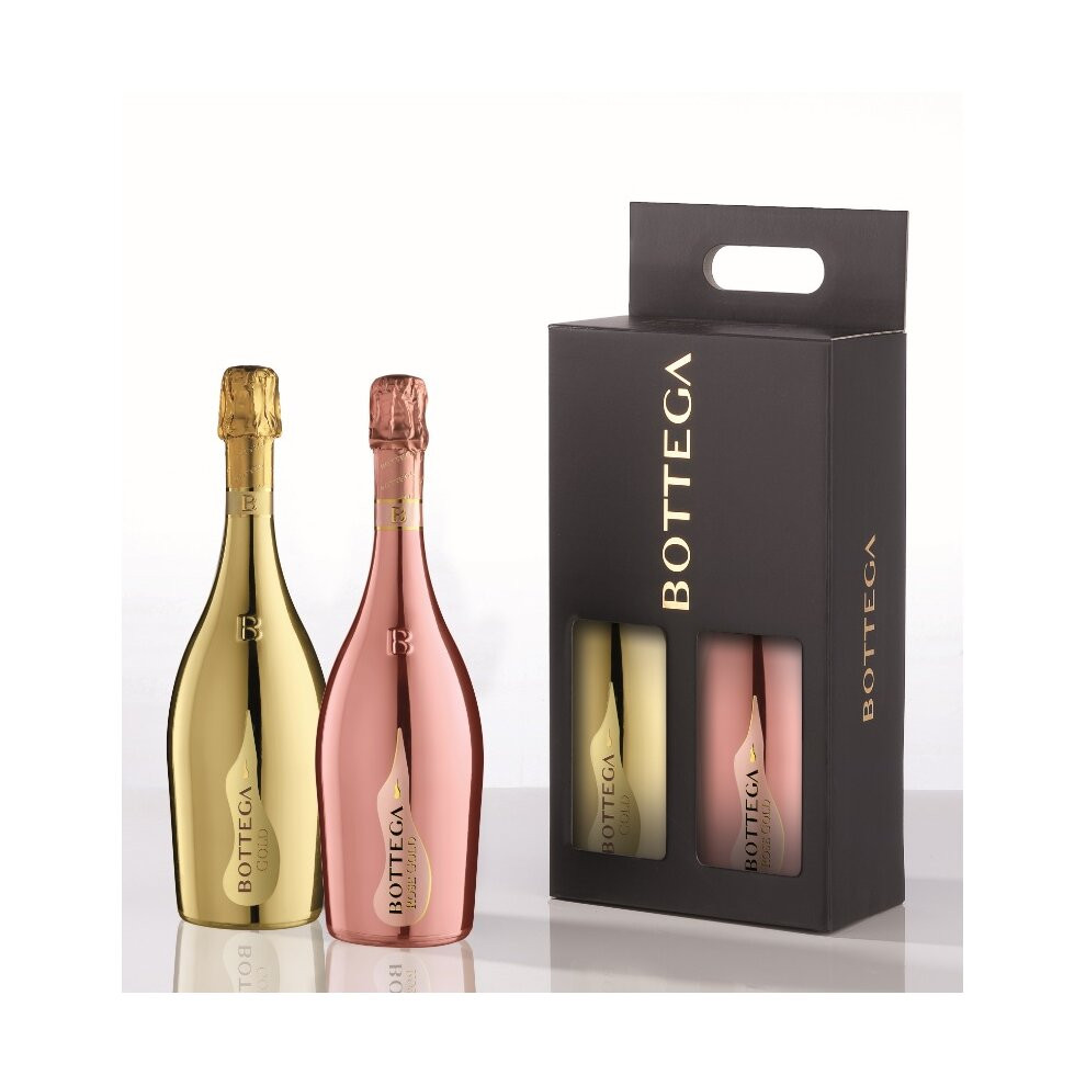 Bottega Glamour Gift Pack 1 x Gold 1 x Rose Prosecco (75cl