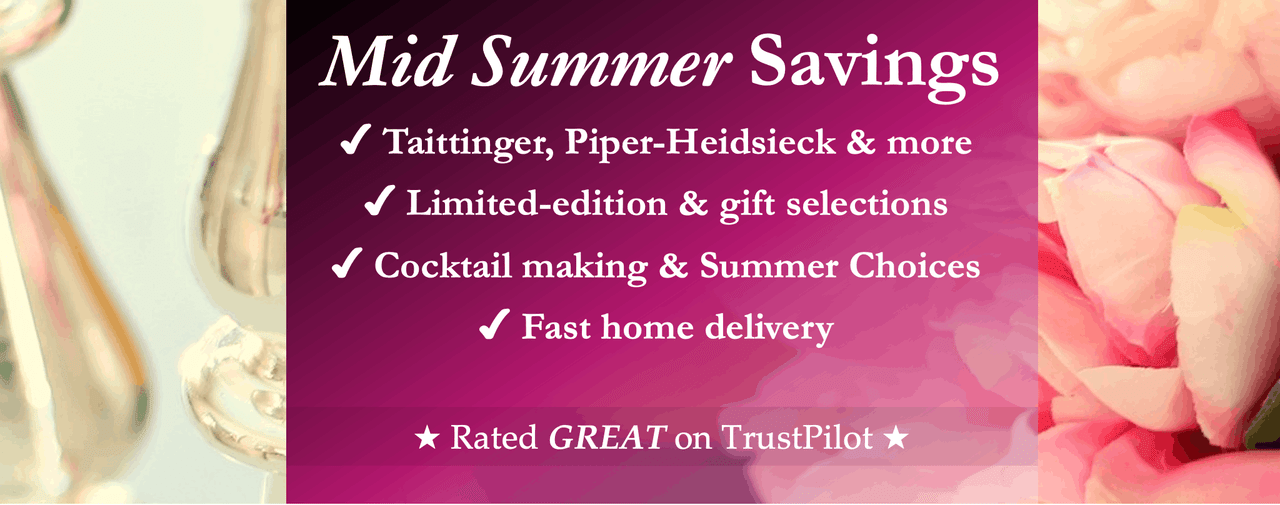 Summer cocktails, champagnes and wine