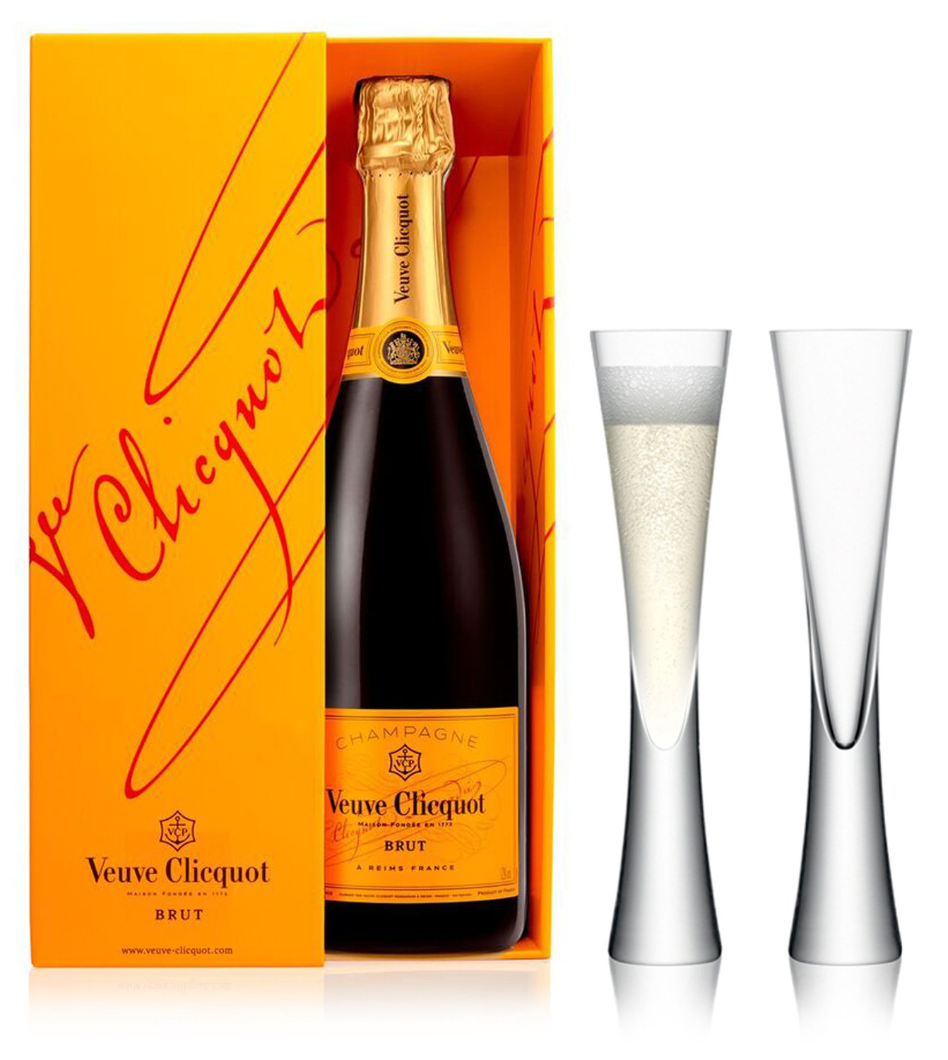 ハナVeuve Clicquot Brut 750ml 2本セット Veuve Clicquot Brut NV (75cl) With x2 LSA Moya Champagne Flutes