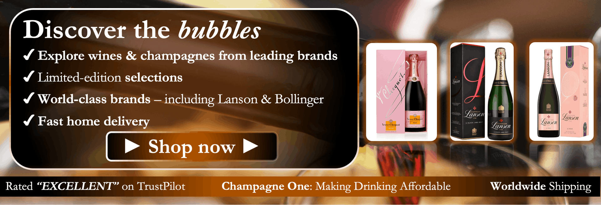 bubbles, champagne, Lanson champagne, Bollinger, wine for delivery