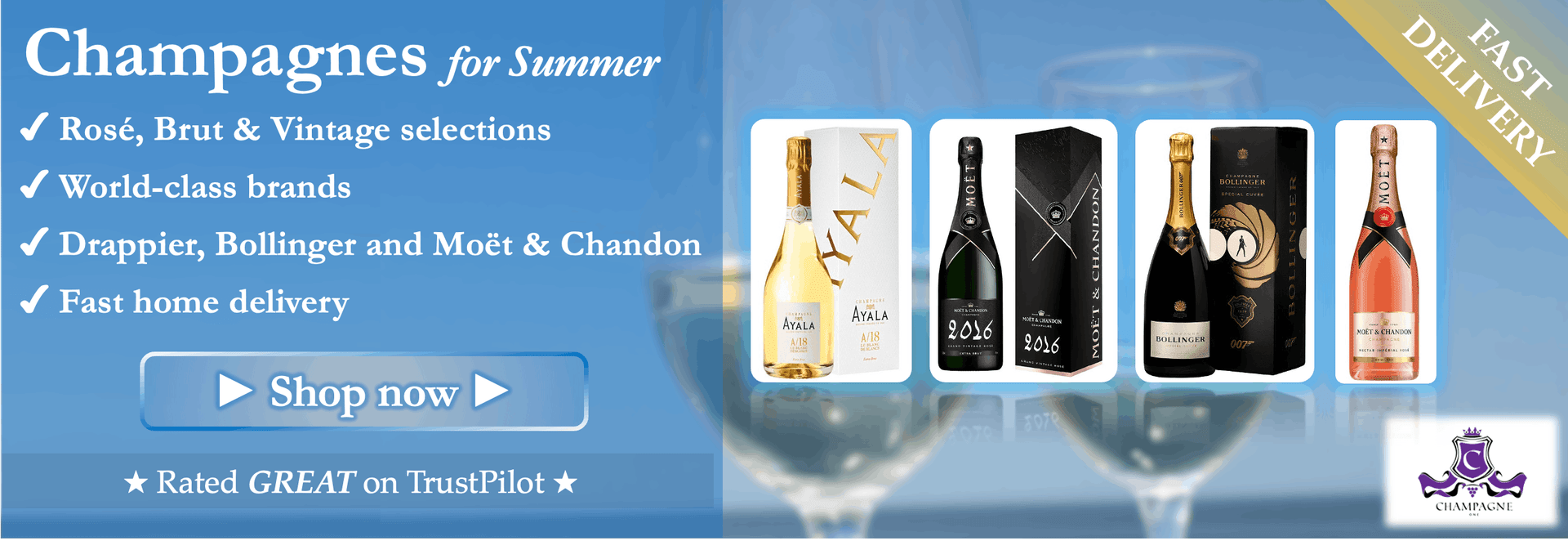 Champagne home delivered, drappier, bollinger, best brand of champagne,  best brand of wine