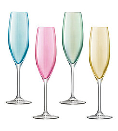 LSA Polka Champagne Flutes Pastel 225ml (Assorted Set of 4)
