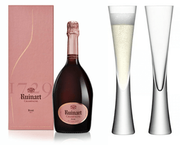 Ruinart Rose NV (75cl) with x2 LSA Moya Champagne Flutes