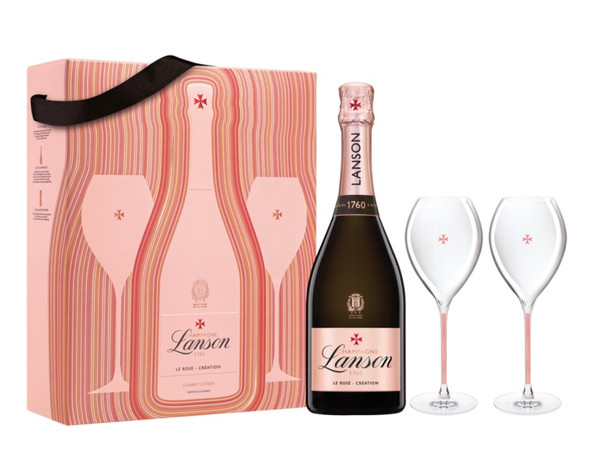 Lanson Rose Label NV In Gift Box 2 Flutes (75cl)