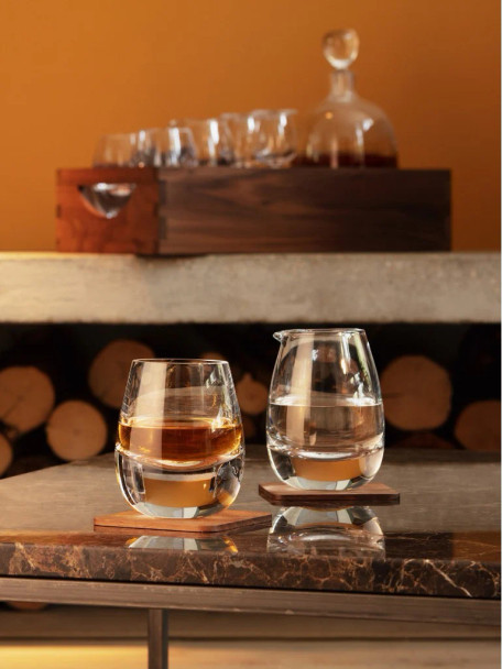 LSA Whisky Islay Connoisseur Set Clear & Walnut Tray