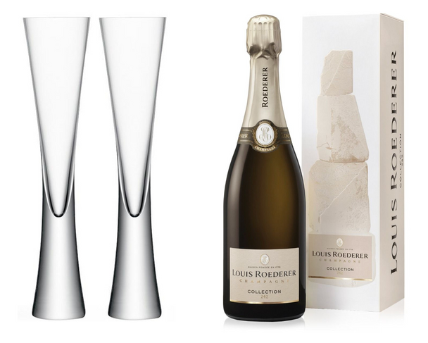 Louis Roederer Brut Collection 242 NV In L-R Box (75cl) With x2 Moya Champagne Flutes