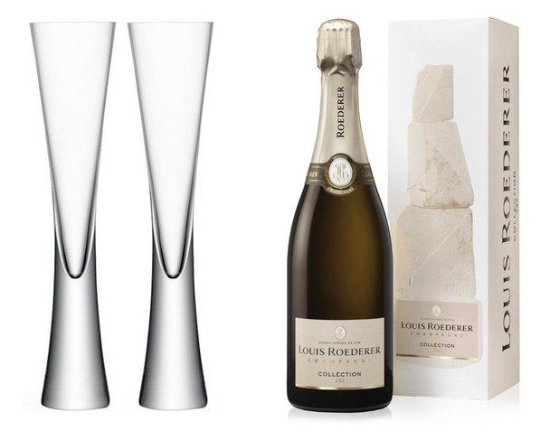 Louis Roederer Brut Collection 246 NV In L-R Box (75cl) With x2 Moya Champagne Flutes
