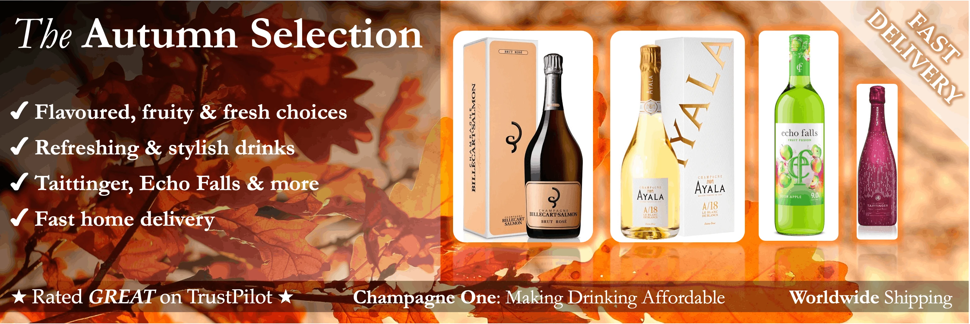 Cheap wine, posh champagne, posh vodka, flavoured wine