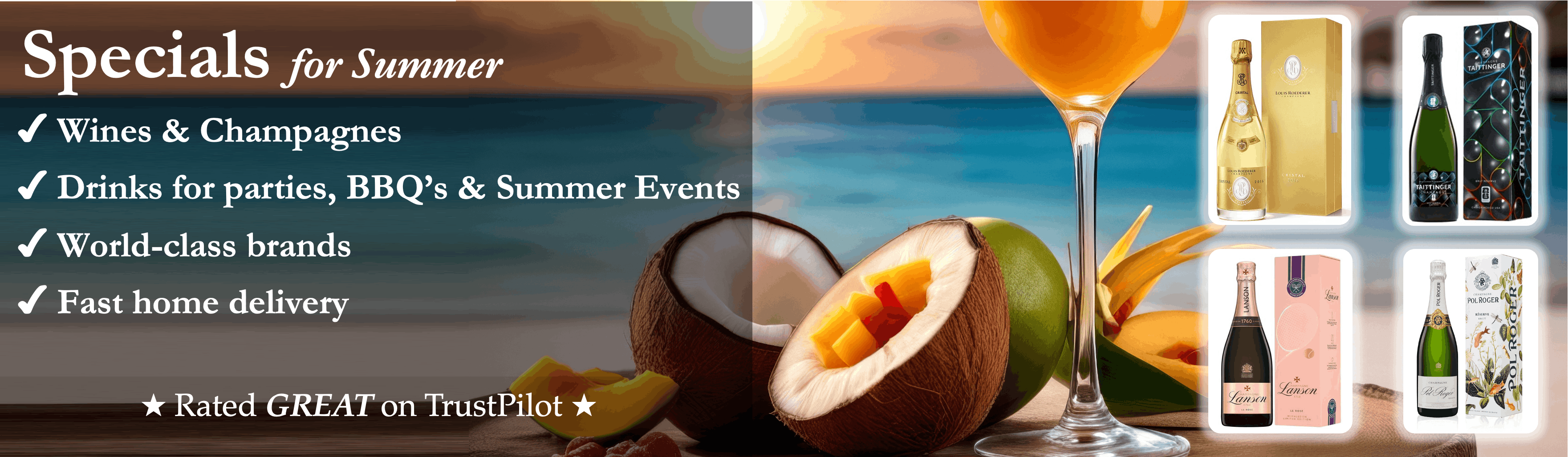 Special champagne offers, special wine, discounted alcohol, party