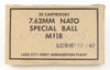 M118 Special Ball 7.62mm .308 Sniper Match use Lake City 20rd Box 1989 Lot-047