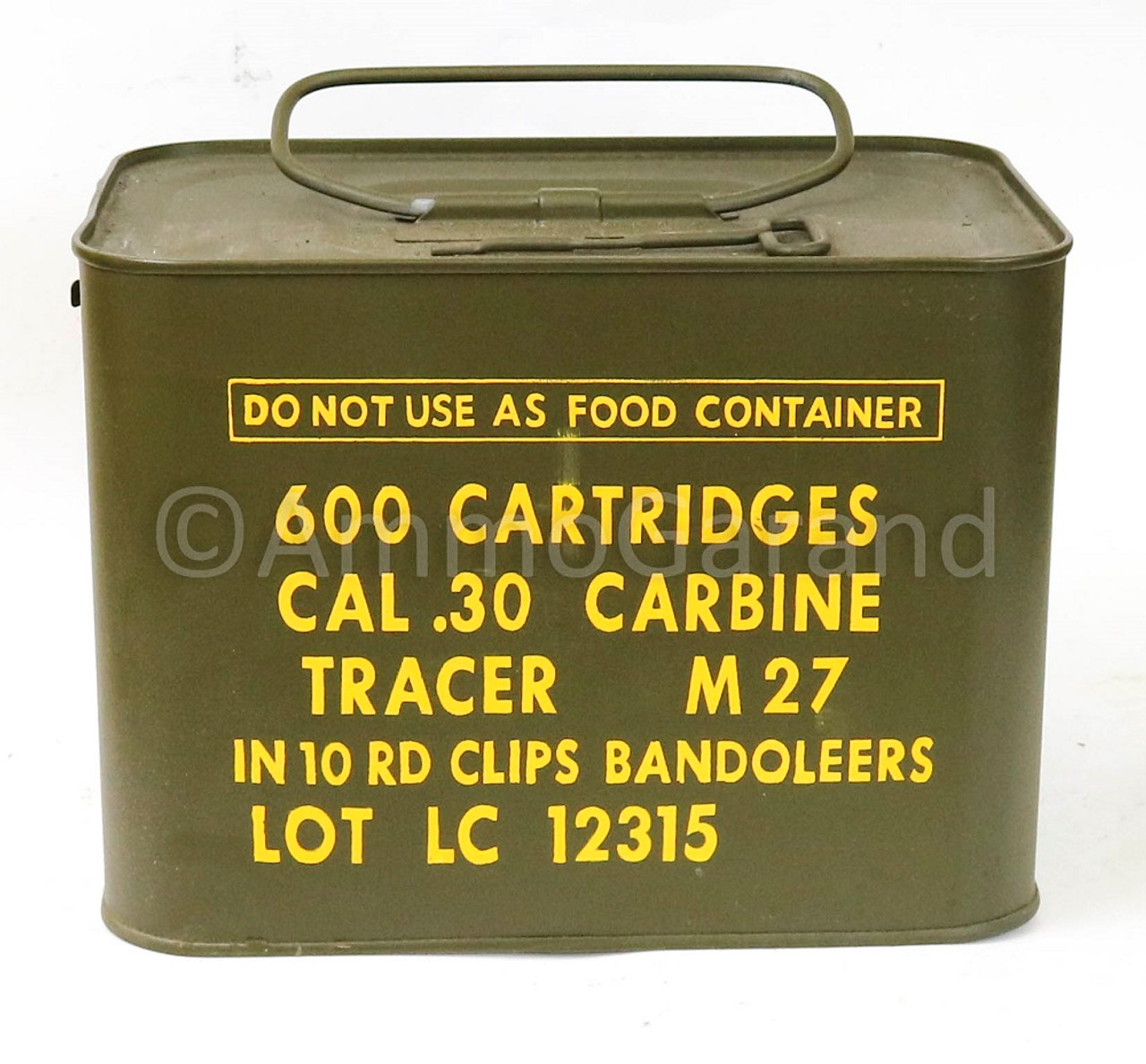 .30 M1 Carbine M27 Tracer Ammo 600rd Spam Can Lake City USGI Surplus<br>NON-Corrosive / Boxer Primed Reloadable