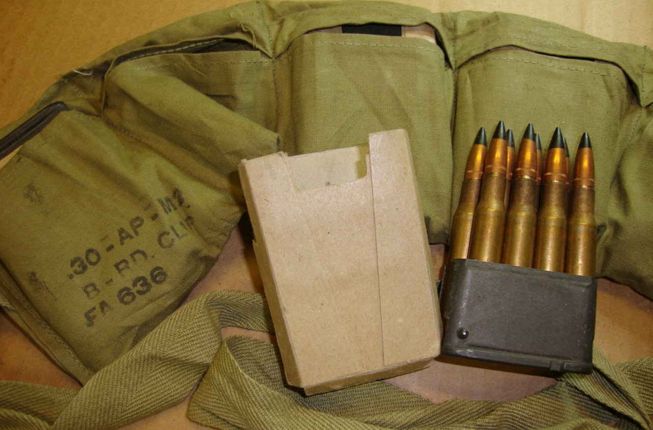 30-06 AP M2 Armor Piercing 48rd Bandoleer Frankford Arsenal WWII in Clips FA 4<br>Corrosive / Boxer Primed Reloadable