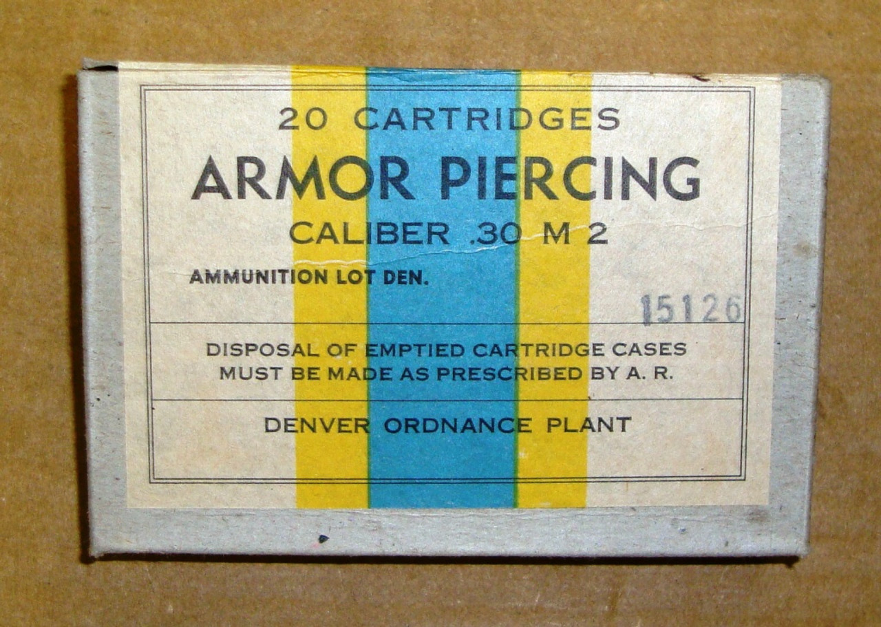 30-06 M2 Armor Piercing 20rd Box DEN 43 WWII