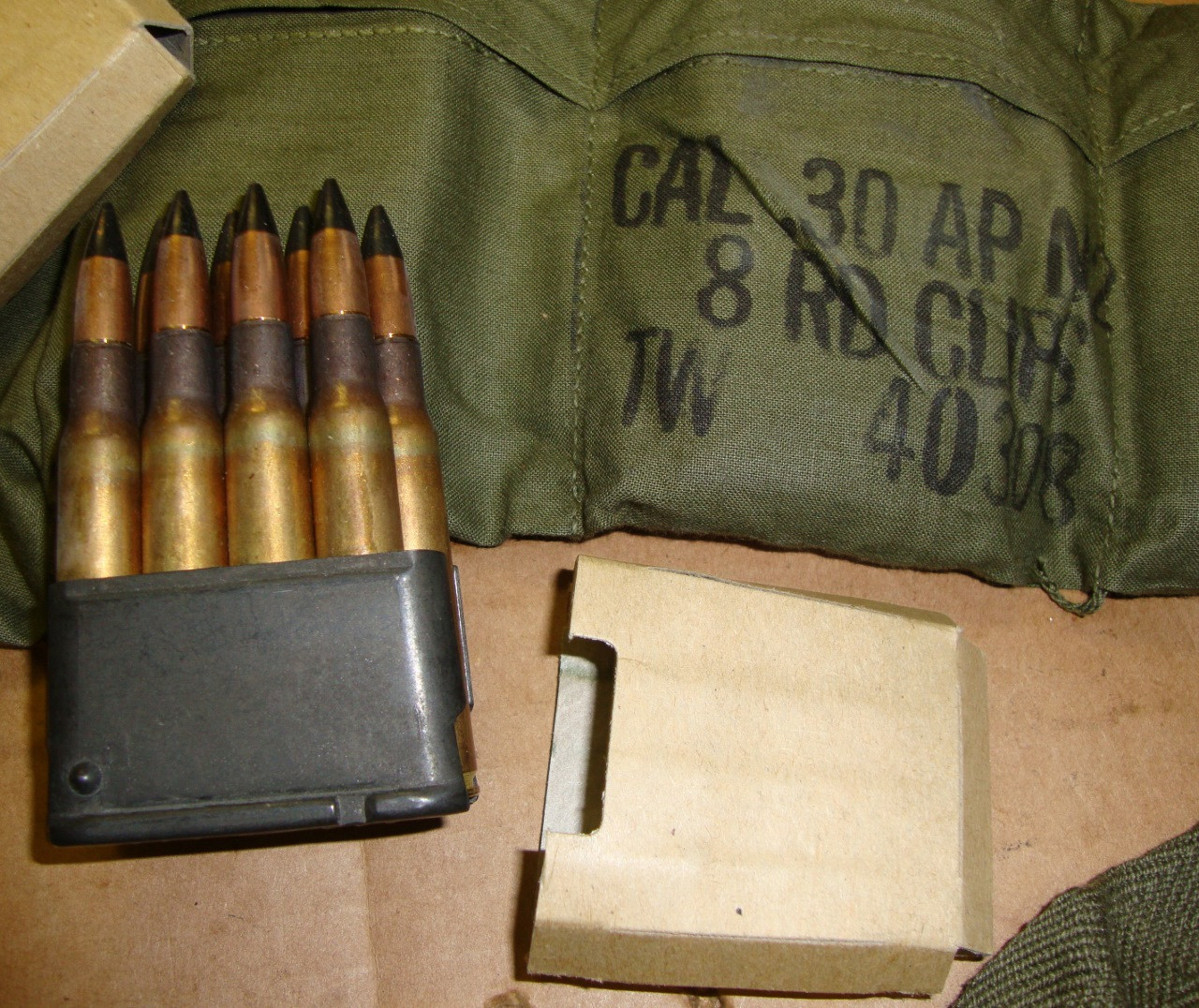 30 06 Armor Piercing Ap M2 48rd Bandoleer Twin Cities Usgi In M1 Garand Clips 1953 Non Corrosive 8342