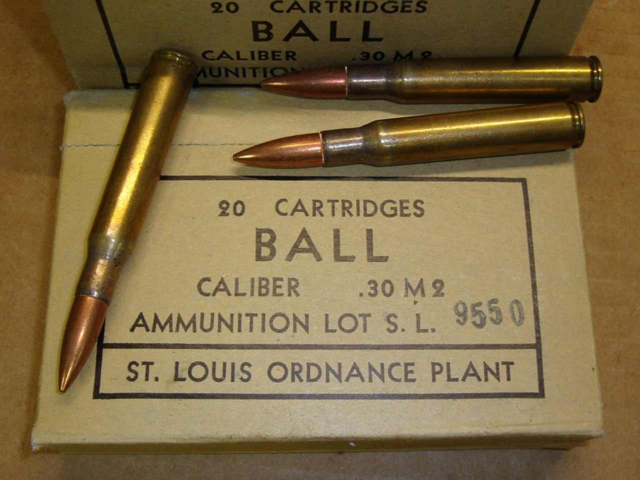 30-06 M2 150gr FMJ Ball Saint Louis <br>USGI SL 1952<br>20rd Box<br>NON-Corrosive / Boxer