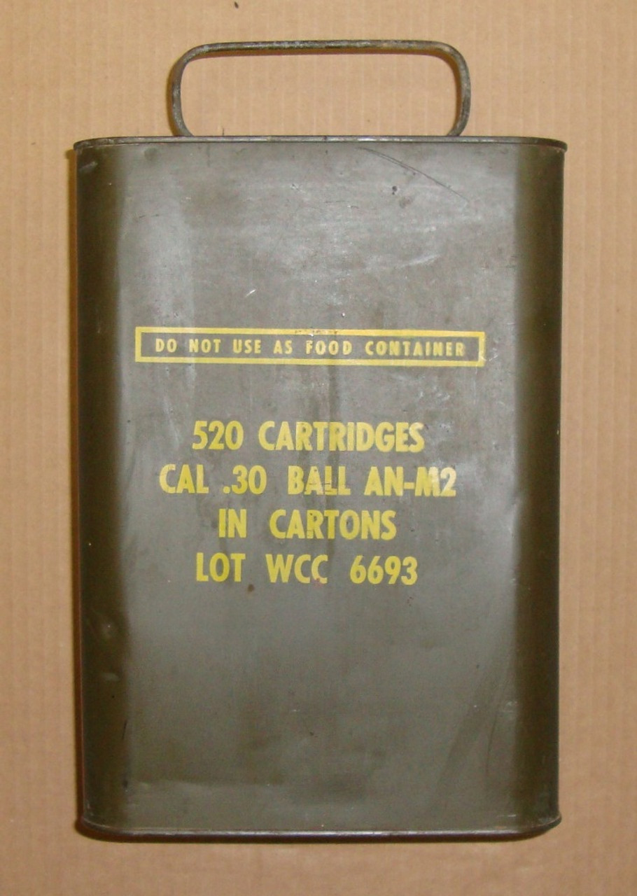 30-06 M2 150gr FMJ Ball Winchester  Western Cartridge Co<br>USGI WCC 1952<br>520rd Spam Can<br>NON-Corrosive / Boxer Primed Reloadable <br>**For Collectors**