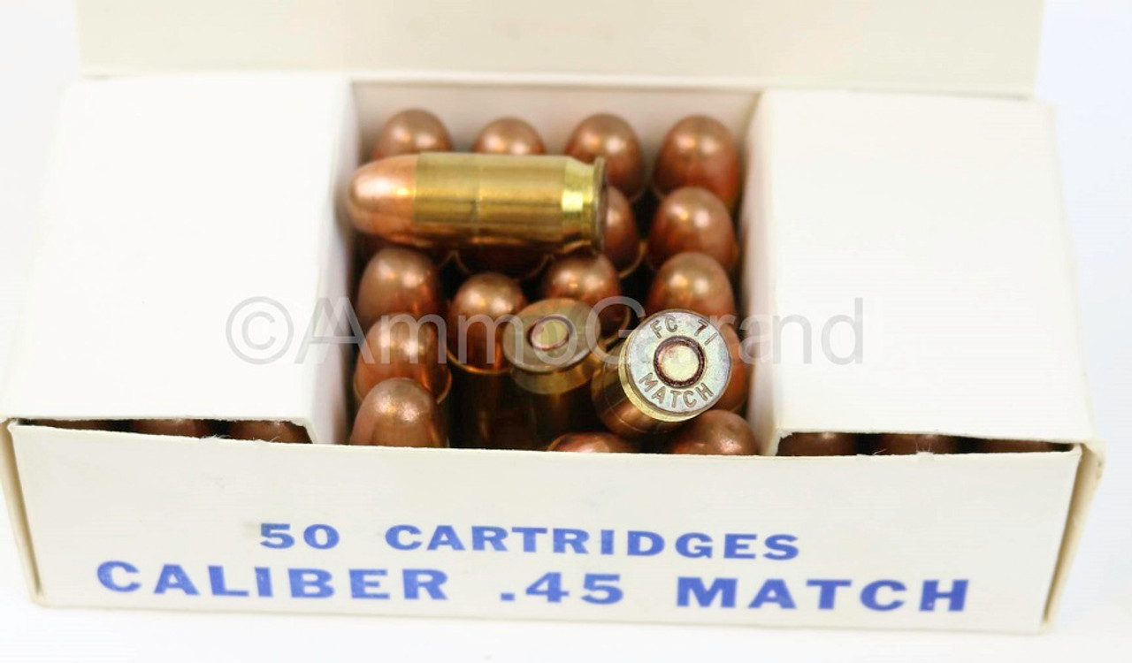45 ACP Match USGI 230gr FMJ Ball 1971 Lot FC-1-5 50rd Box