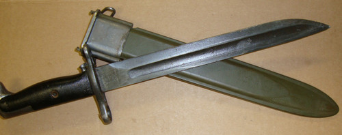 M1 Garand Bayonet 1943 OL w/Scabbard 10" "Bowie" Point WWII MODIFIED M1 Garand Bayonet 1943 OL w/Scabbard 10" "Bowie" Point WWII MODIFIED