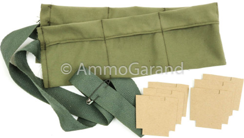 USGI Bandoleer Repack Set with M1 Garand 8rd Clips and Cardboards Post WWII