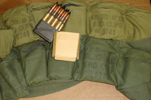 30-06 Armor Piercing AP M2 48rd Bandoleer Saint Louis USGI in M1 Garand Clips 1950's <br>NON-Corrosive / Reloadable