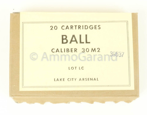 30-06 M2 Lake City <br>USGI LC 1954<br>20rd Box<br>NON-Corrosive / Boxer
