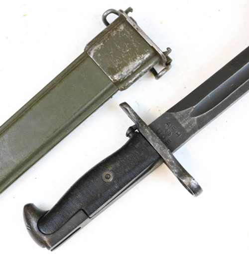 M1 Garand Bayonet 10&quot; w/ M7 Scabbard Original American Fork &amp; Hoe AFH Marked WWII