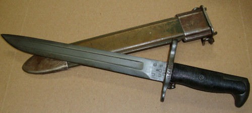 M1 Garand Bayonet U C w/Scabbard 10" "Bowie" Point WWII 1942 MODIFIED M1 Garand Bayonet U C w/Scabbard 10" "Bowie" Point WWII 1942 MODIFIED