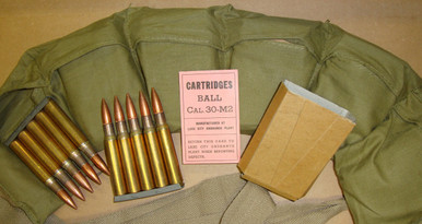 30-06 M2 Ball 60rd Bandoleer on 5rd 1903 Stripper Clips WWII