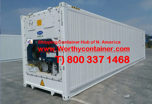 40ft High Cube Reefer Shipping Container | New, One-Trip | Carrier, 1/2 Doors, T Floor | Long Beach, LA, CA