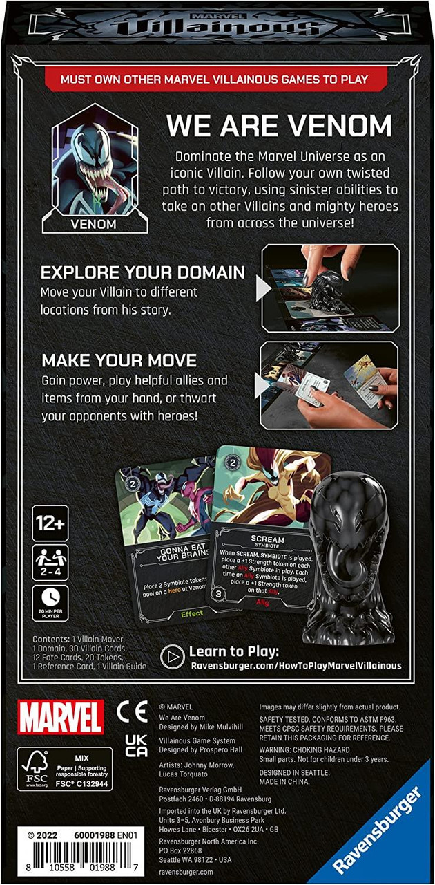 Marvel Villainous Venom Expansion Board Game