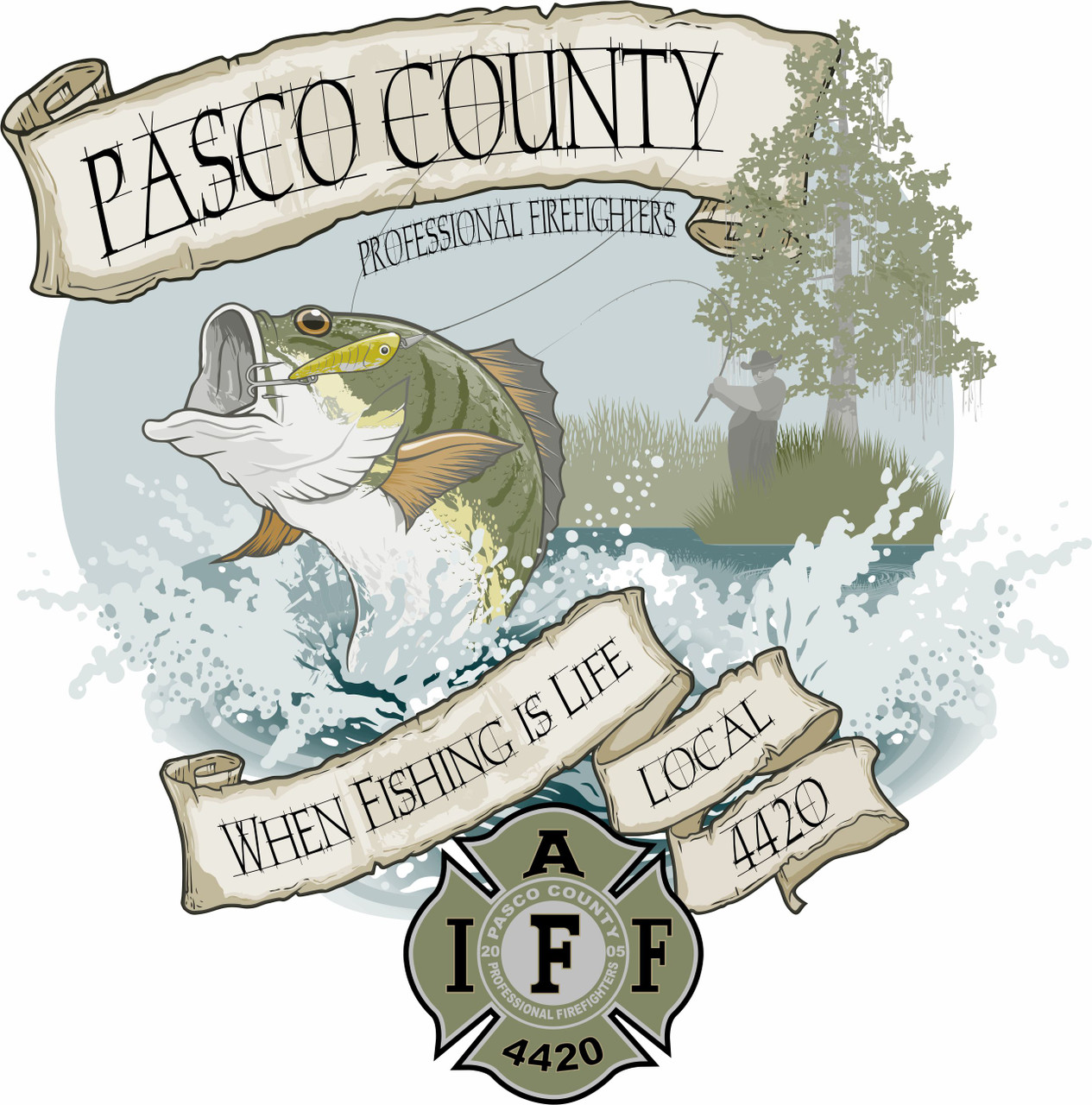 Pasco County Firefighters Local 4420 Deep Sea Fishing Shirt