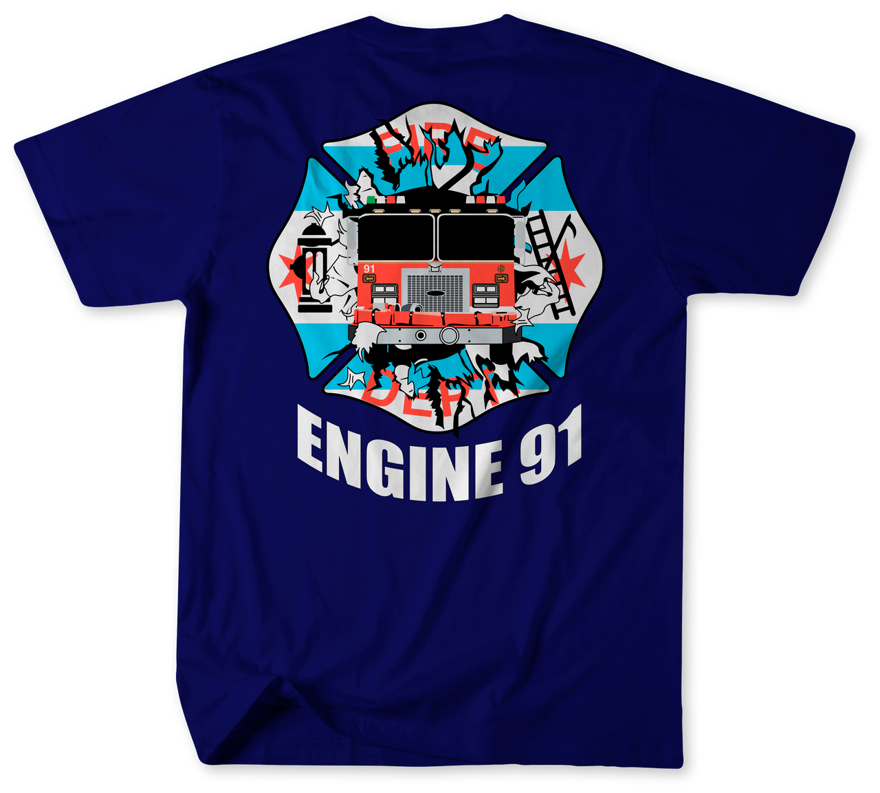 Unofficial Chicago Fire Department Firehouse 91 Engine Shirt